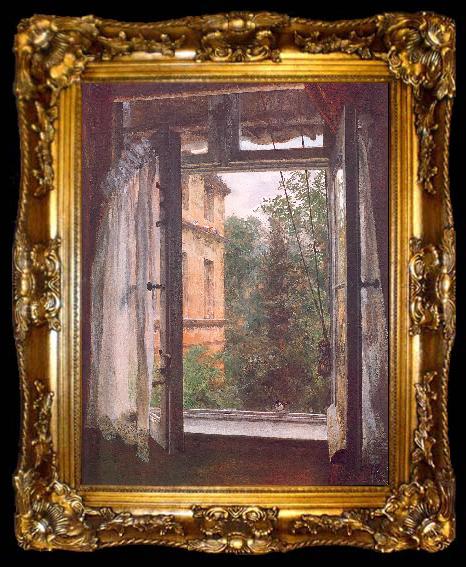 framed  Adolph von Menzel View from a Window in the Marienstrasse, ta009-2